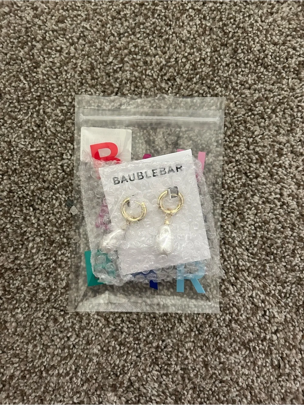 BaubleBar Gold Huggie Hoop Earrings - Multicolor Packaged - brand new